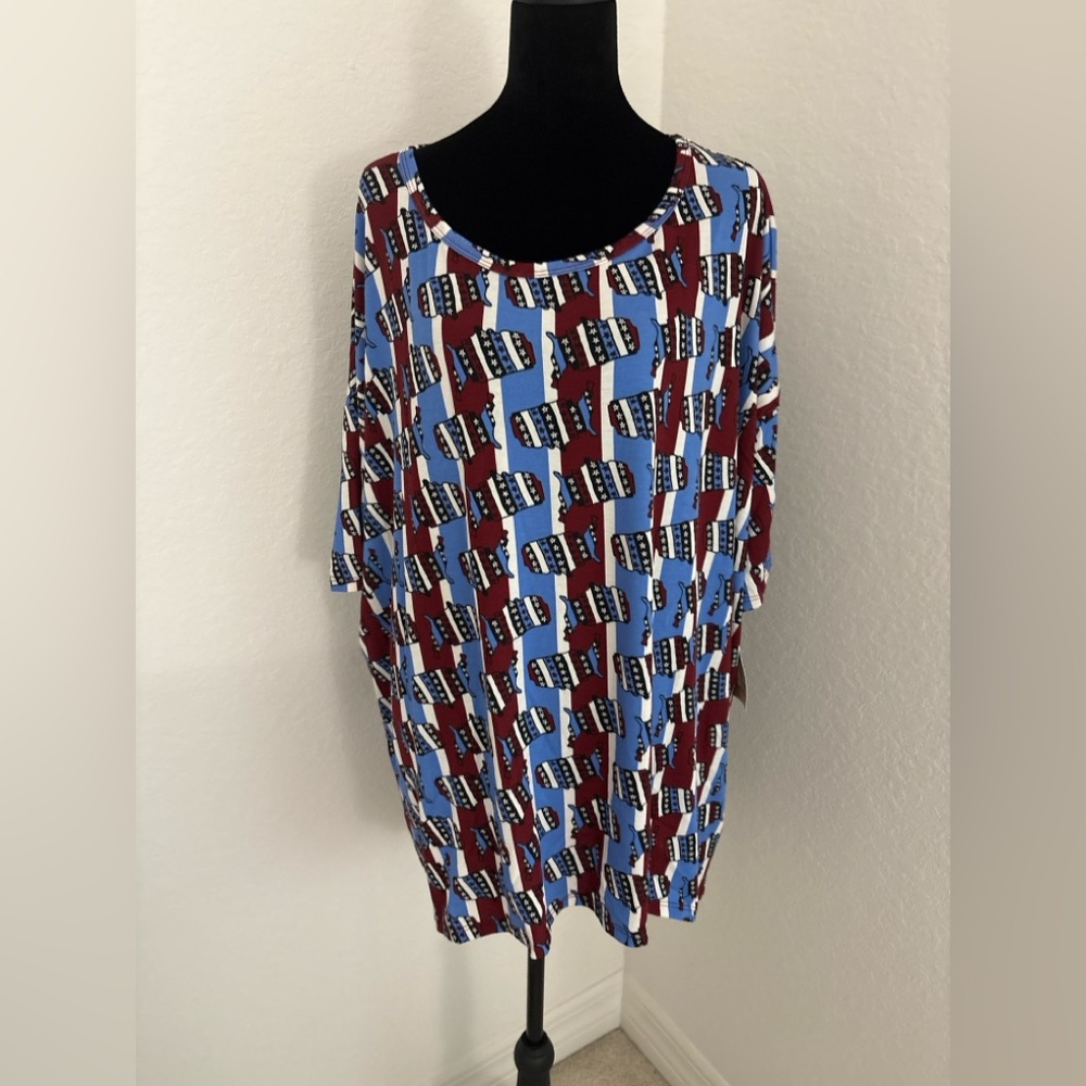 LuLaRoe Irma US Star striped Print Oversized Tunic Top – Size 3X – NWT - Picture 13 of 14